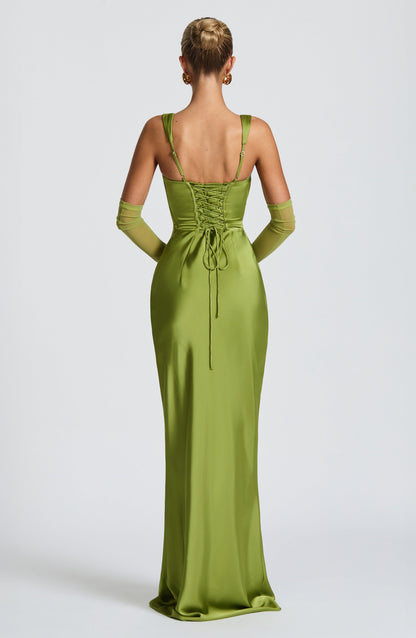 Vestido Longo Calanthe - Verde-oliva