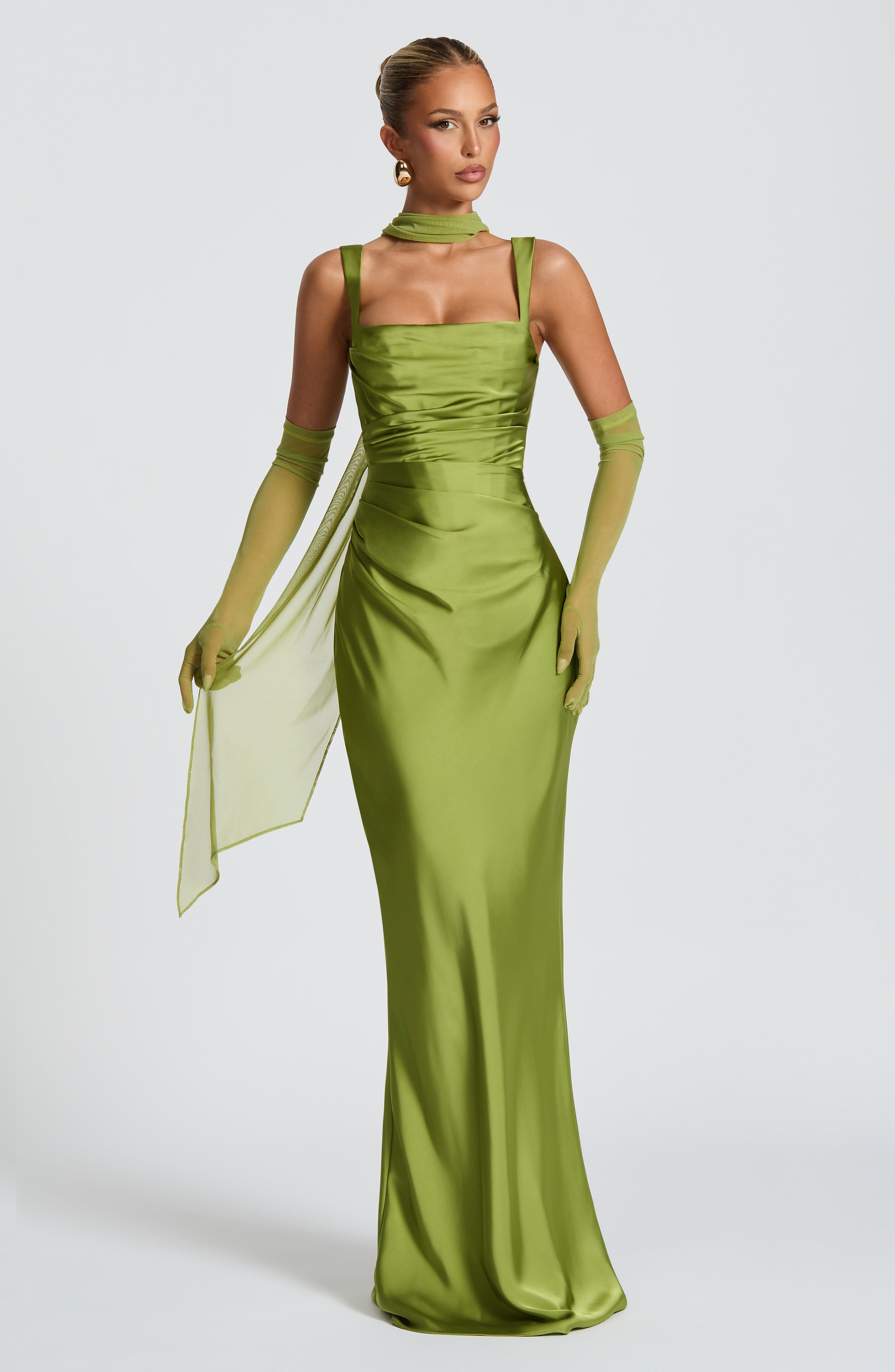 Vestido Longo Calanthe - Verde-oliva