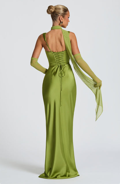 Vestido Longo Calanthe - Verde-oliva