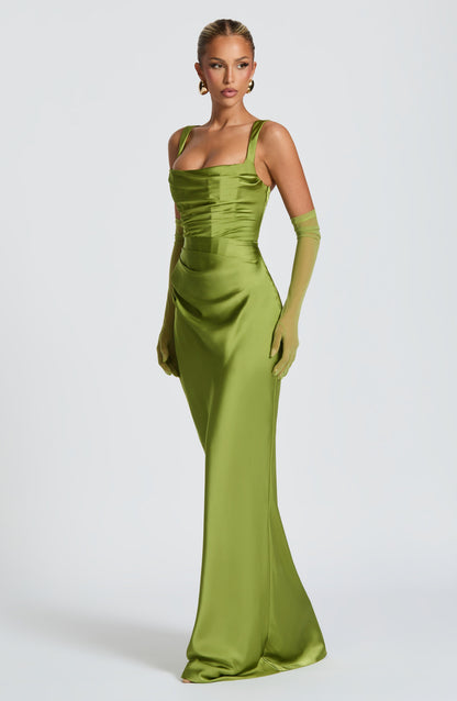 Vestido Longo Calanthe - Verde-oliva