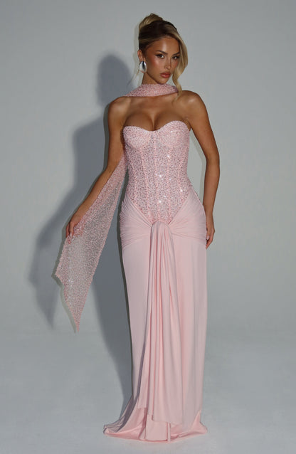 Vestido Longo Carina - Rosa Blush