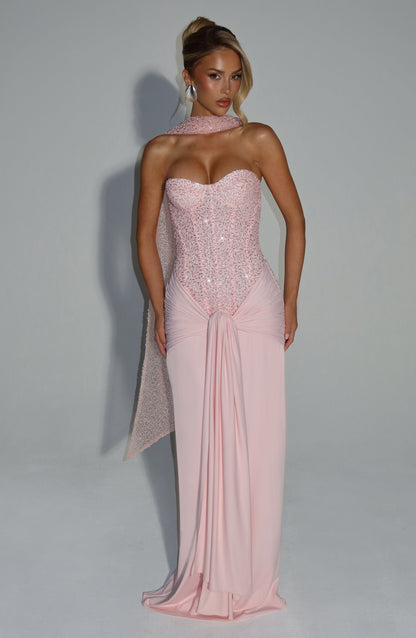Vestido Longo Carina - Rosa Blush