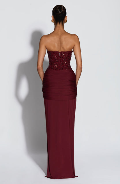 Vestido Longo Carina - Borgonha