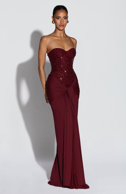 Vestido Longo Carina - Borgonha