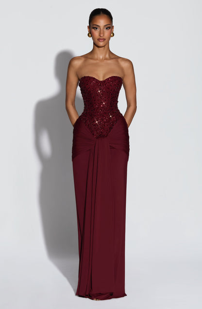 Vestido Longo Carina - Borgonha