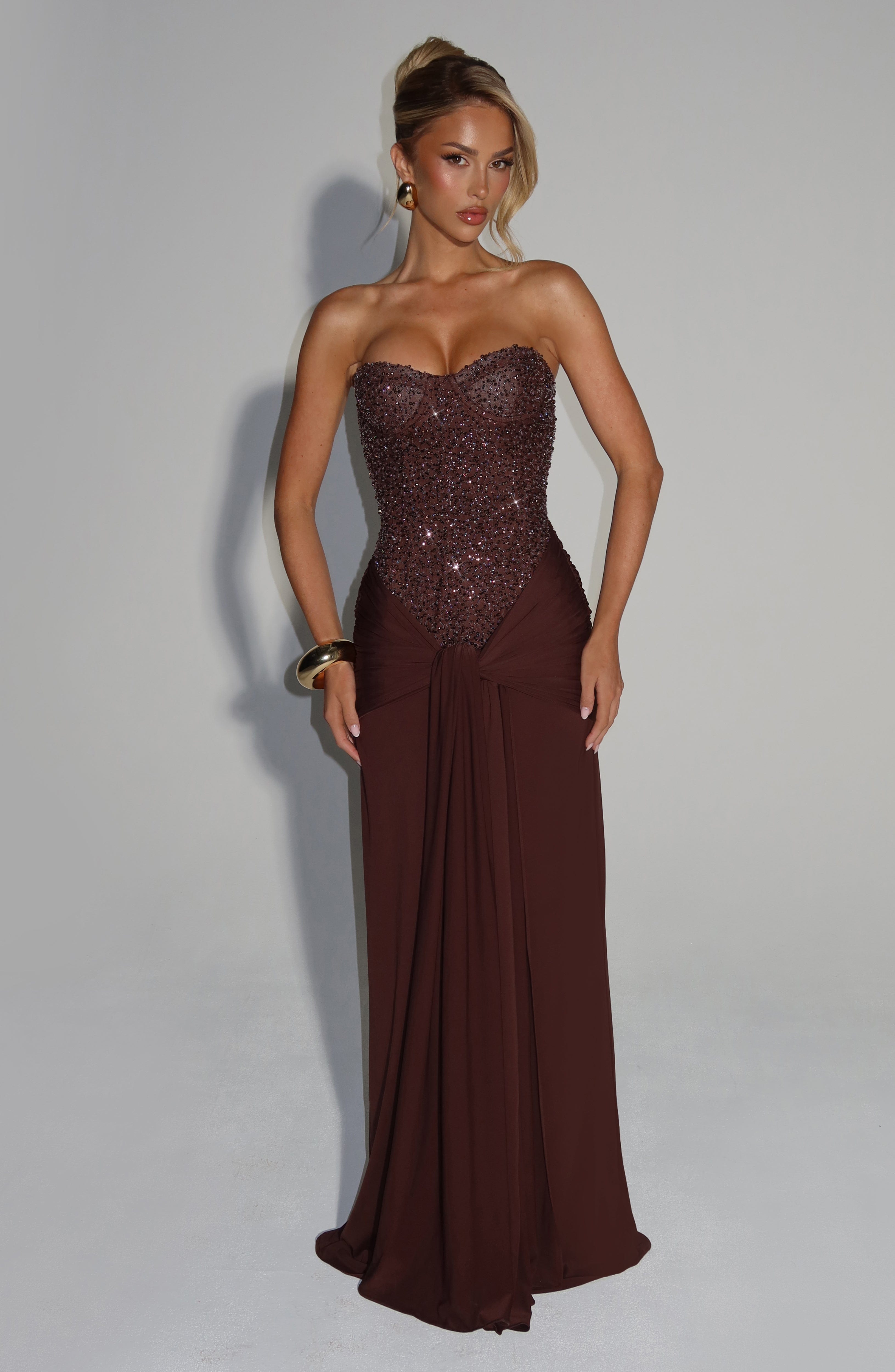 Vestido Longo Carina - Ameixa Marrom