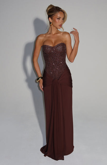 Vestido Longo Carina - Ameixa Marrom