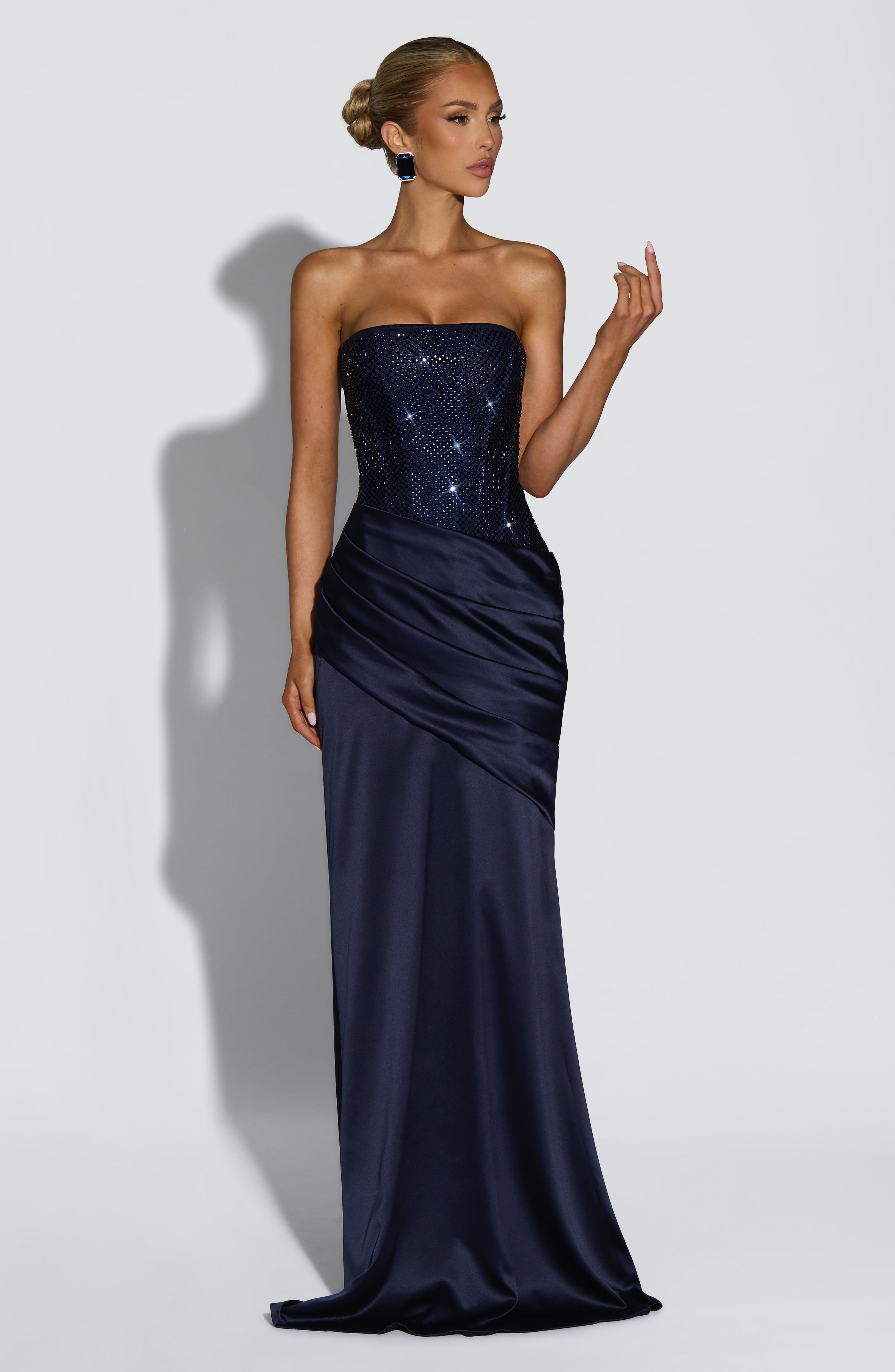 Vestido Longo Celestia - Azul Marinho