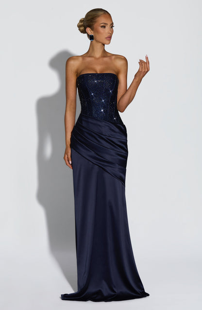 Vestido Longo Celestia - Azul Marinho