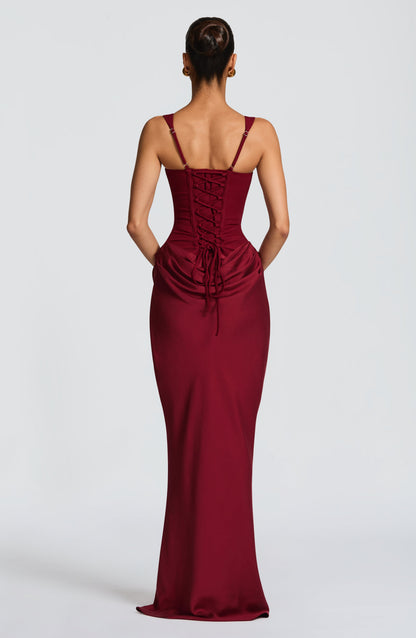 Vestido Longo Cornelia - Bordô