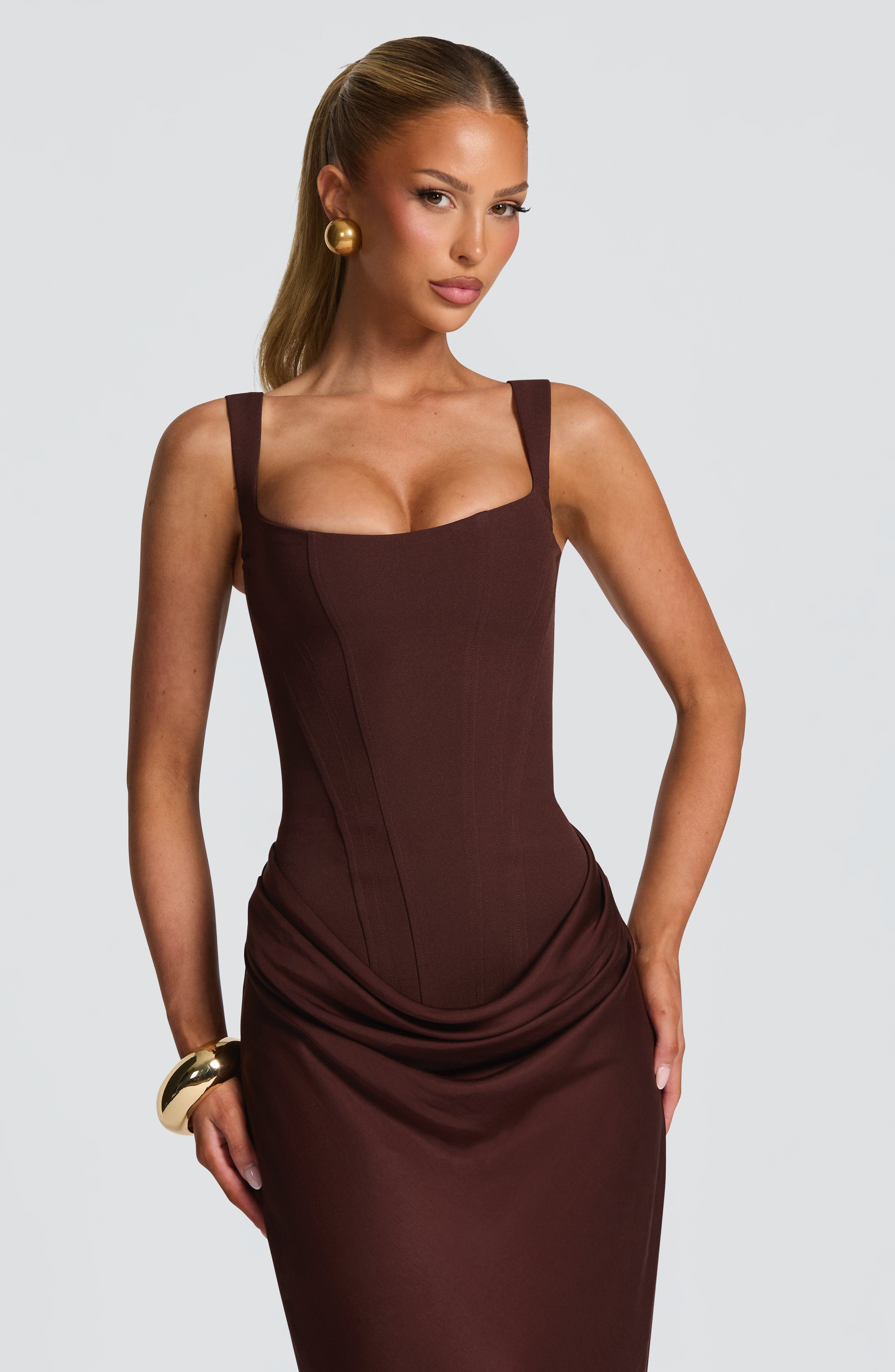Vestido Longo Cornelia - Ameixa Marrom