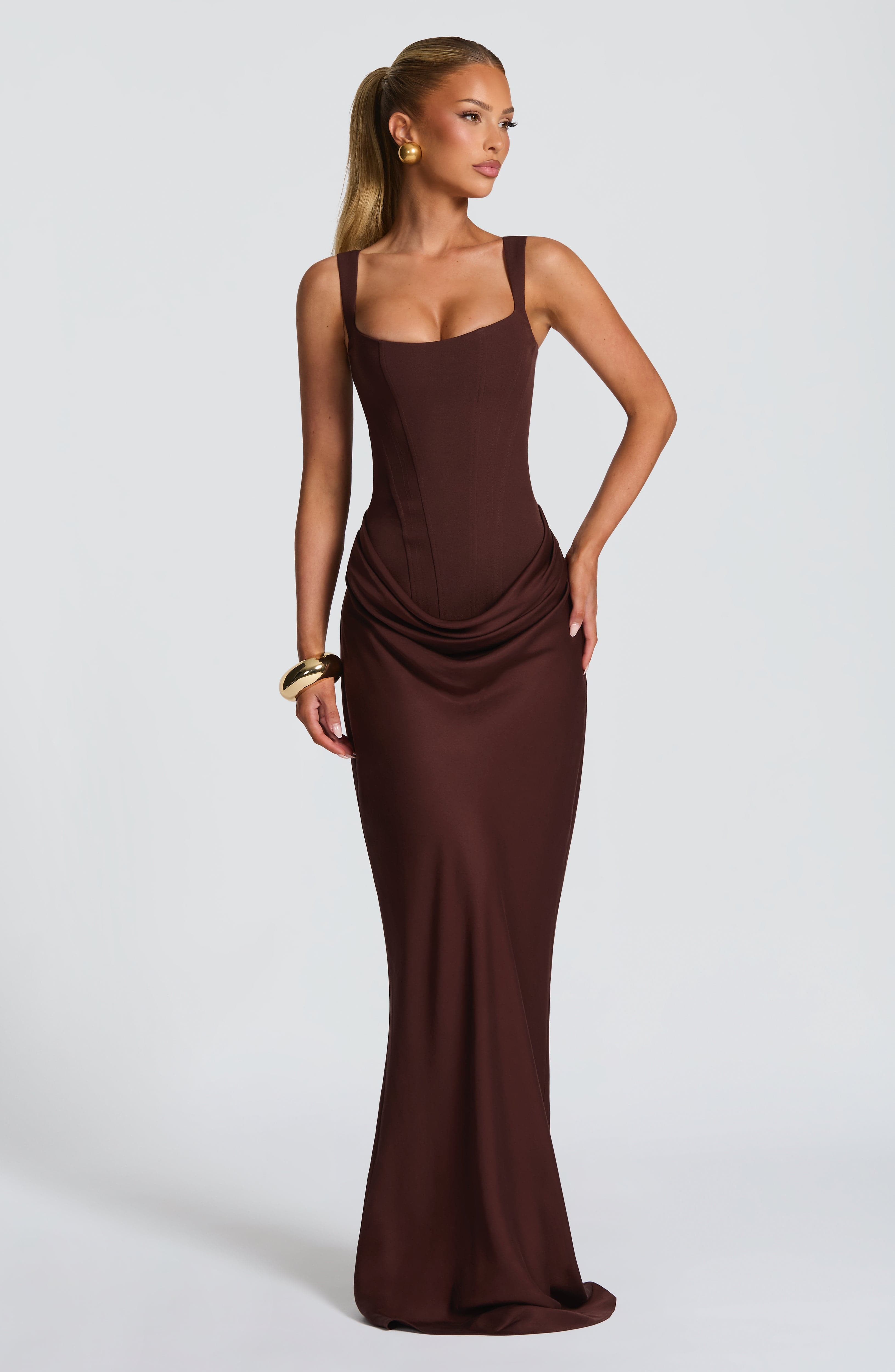 Vestido Longo Cornelia - Ameixa Marrom