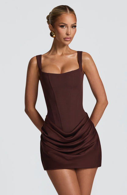 Vestido Curto Cornelia - Ameixa/Marrom