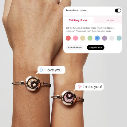 Moon & Moon Touch Bracelets with Snake Chain (Rose Gold+Rose Gold)