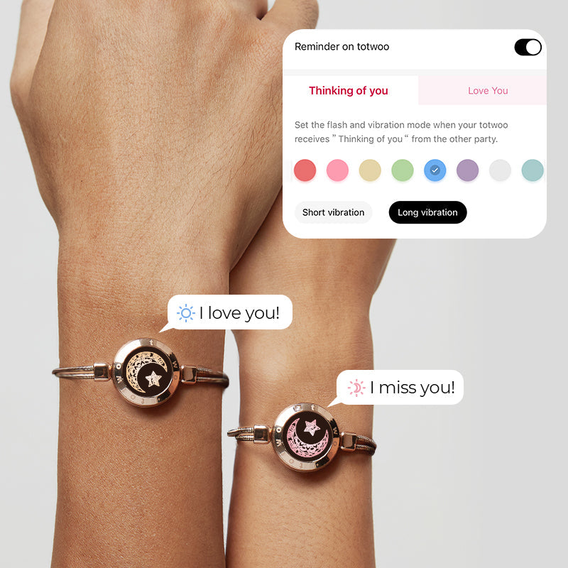 Moon & Moon Touch Bracelets with Snake Chain (Rose Gold+Rose Gold)