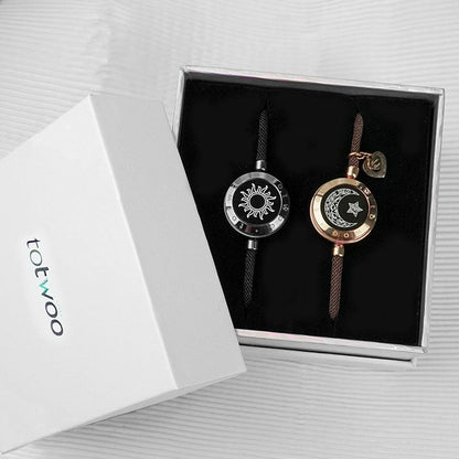Sun and Moon Touch Bracelets with Milan Rope (Black+Brown)
