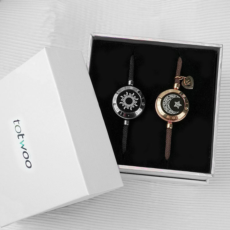 Sun and Moon Touch Bracelets with Milan Rope (Black+Brown)