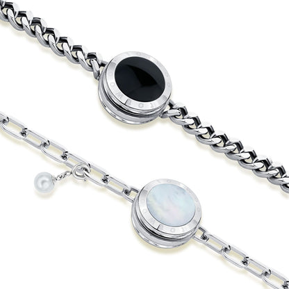 Soulmate 2.0 Touch Bracelets(Silver Cuban Chain+Silver Paperclip Chain)