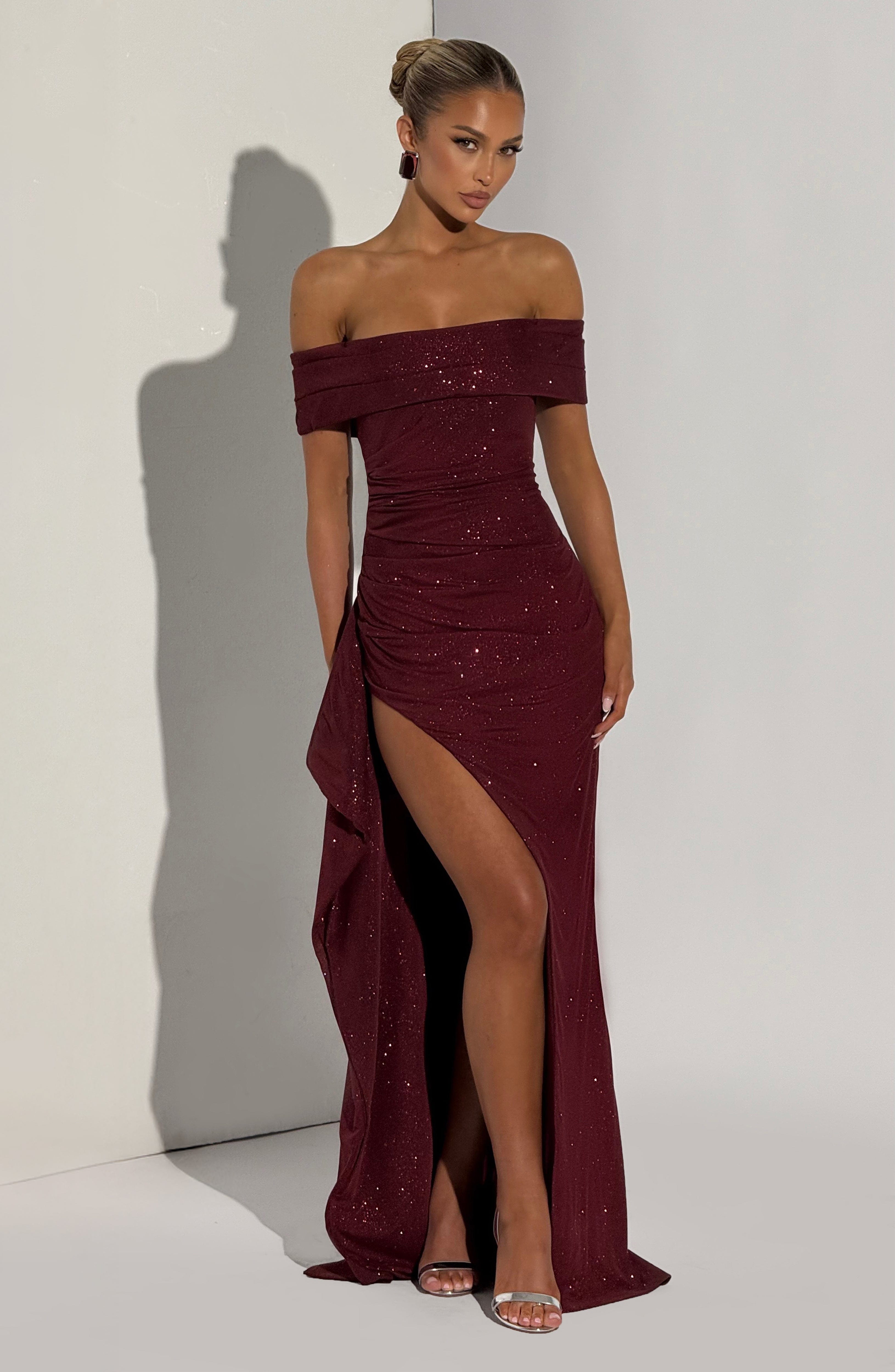 Vestido Longo Joyce - Vinho Cintilante