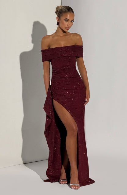 Vestido Longo Joyce - Vinho Cintilante