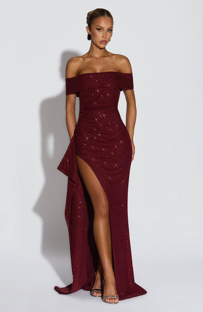 Vestido Longo Joyce - Vinho Cintilante