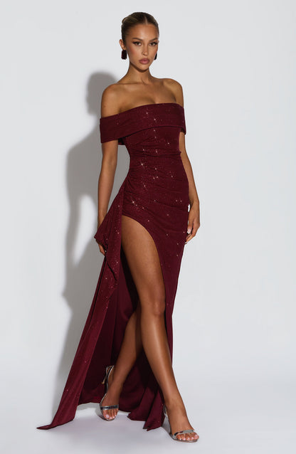 Vestido Longo Joyce - Vinho Cintilante
