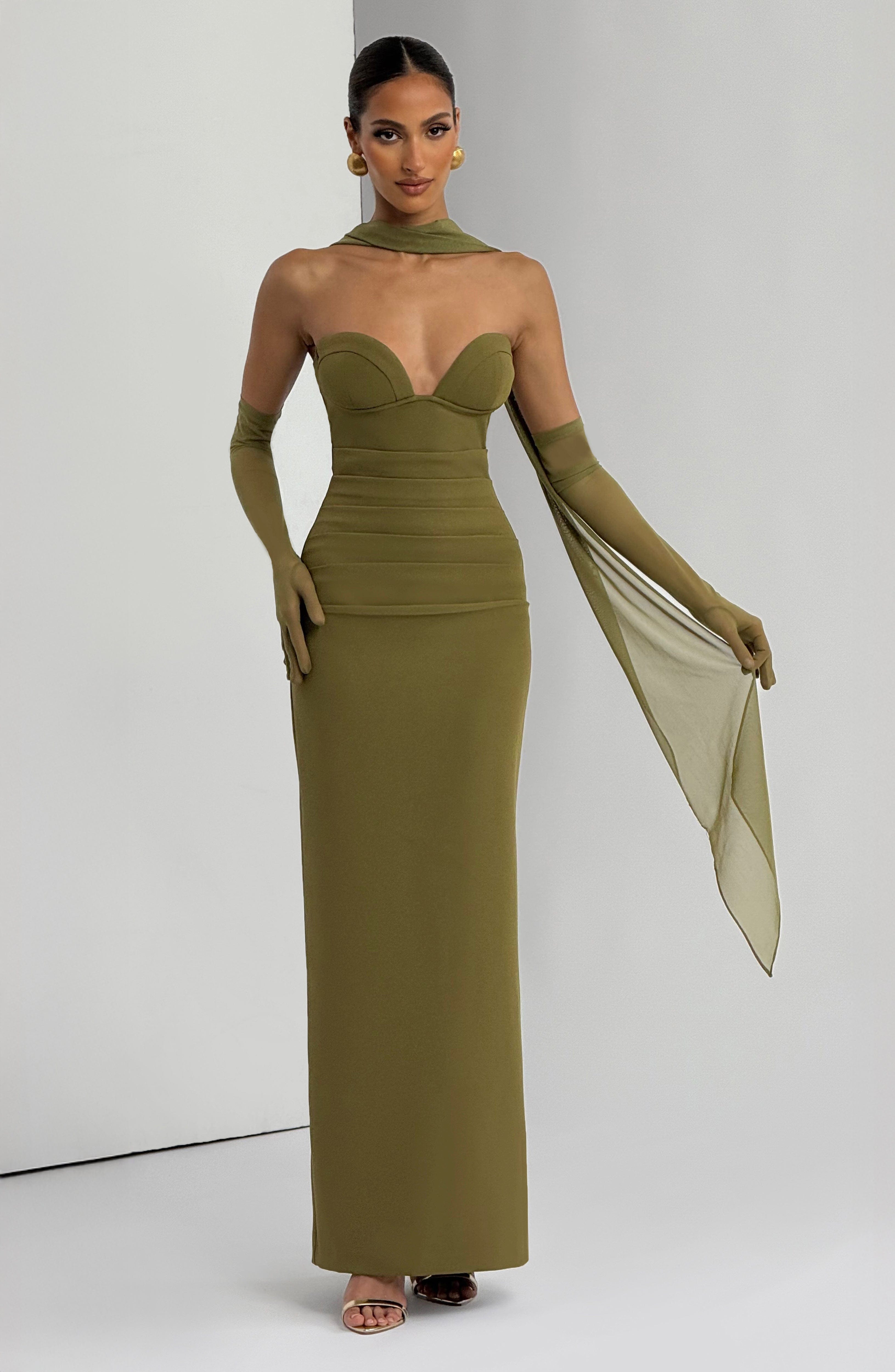 Vestido Longo Lindsey - Verde Oliva Escuro