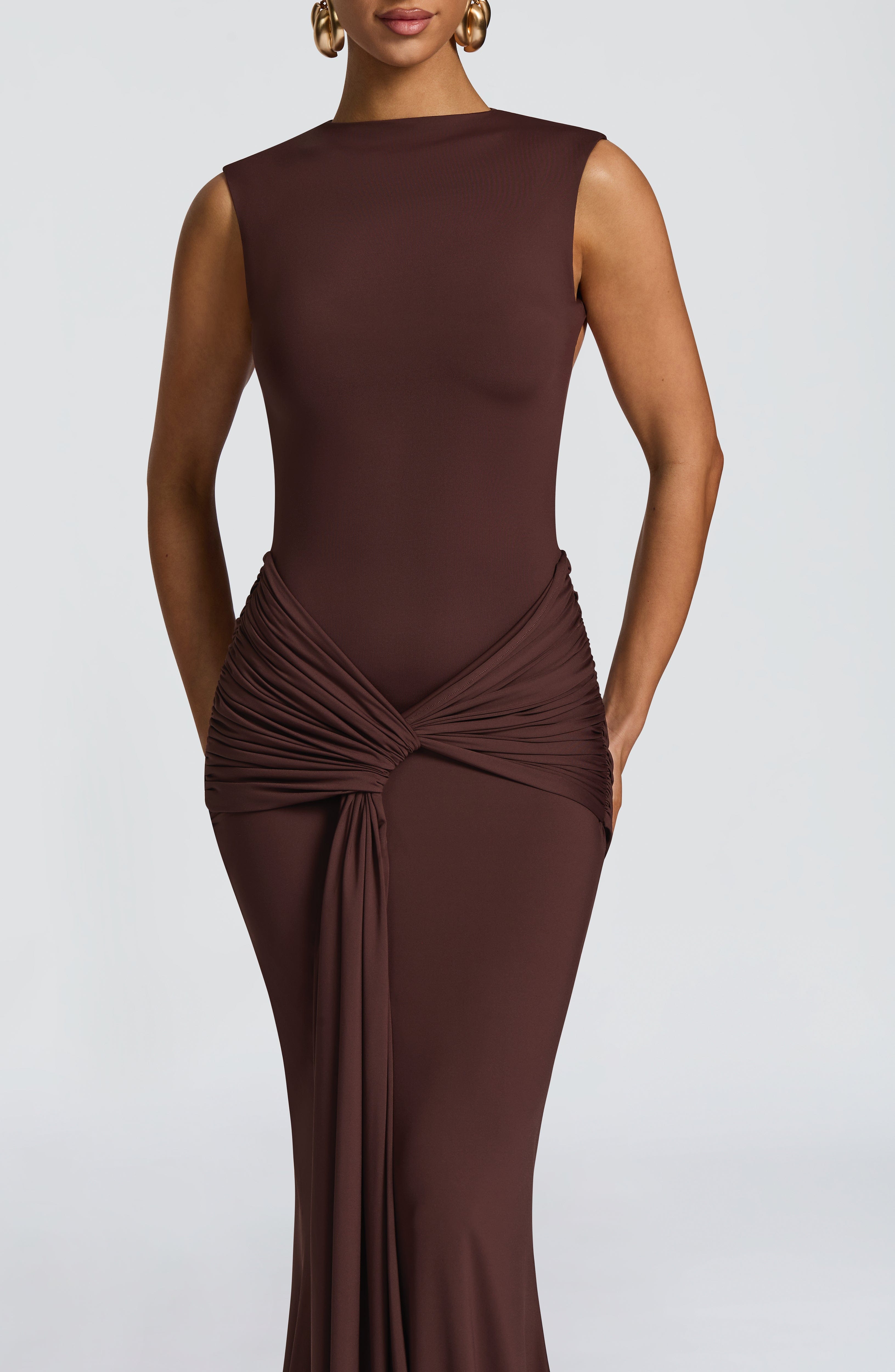 Vestido Longo Lorenza - Ameixa e Marrom