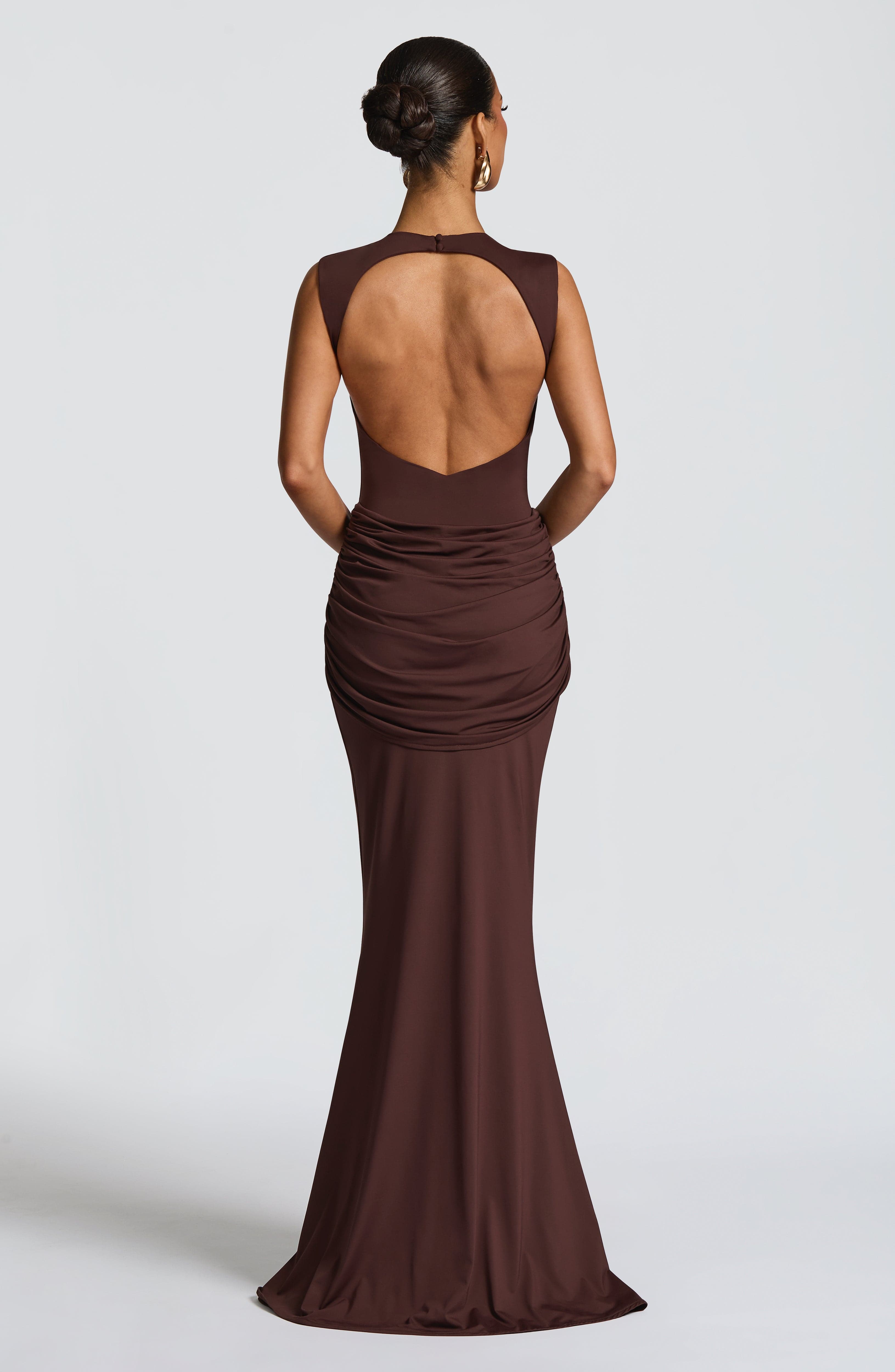 Vestido Longo Lorenza - Ameixa e Marrom