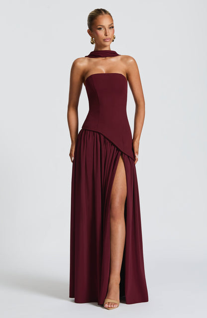 Vestido Longo Maliyah — Laqueado Cereja