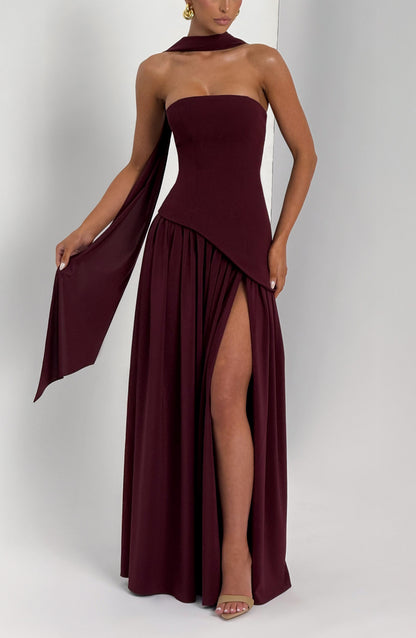 Vestido Longo Maliyah — Laqueado Cereja