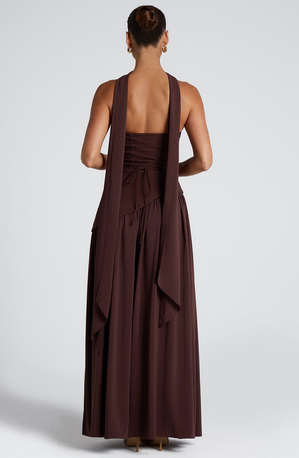 Vestido Longo Maliyah - Ameixa e Marrom