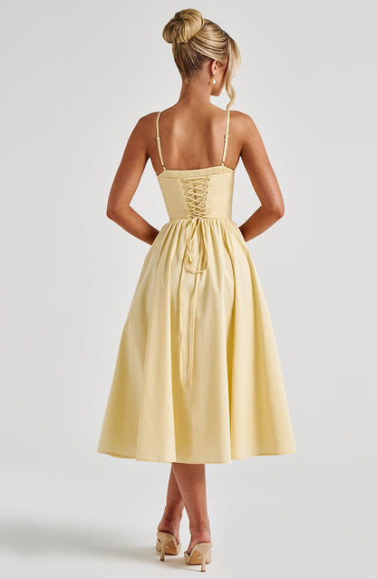 Vestido Midi Mariella - Amarelo Limão