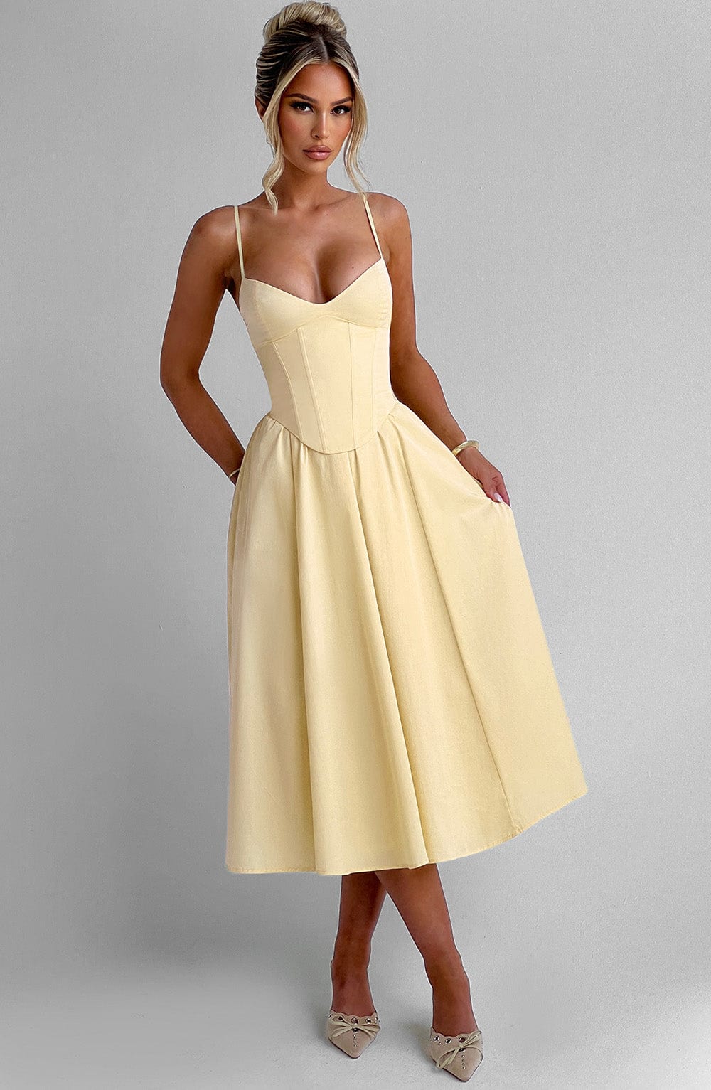 Vestido Midi Mariella - Amarelo Limão