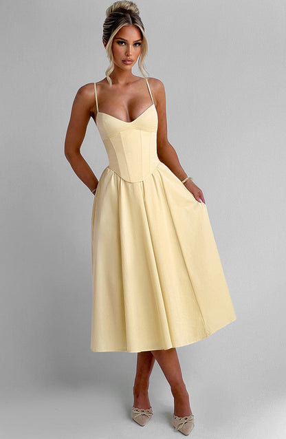 Vestido Midi Mariella - Amarelo Limão