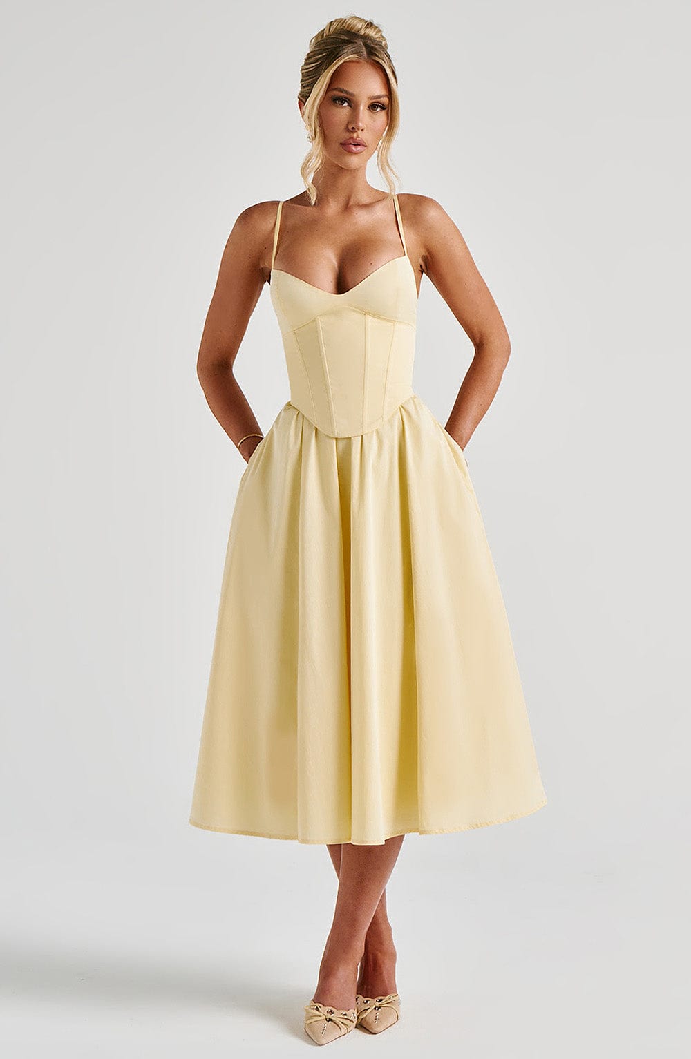 Vestido Midi Mariella - Amarelo Limão
