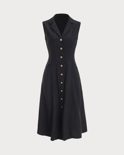 Vestido túnica midi com decote em V — Preto