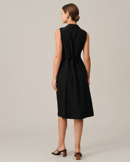 Vestido túnica midi com decote em V — Preto