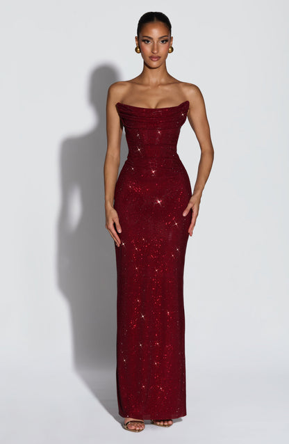 Vestido Longo Mirabella - Bordô