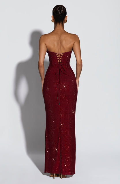 Vestido Longo Mirabella - Bordô