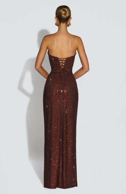 Vestido Longo Mirabella - Ameixa/Marrom