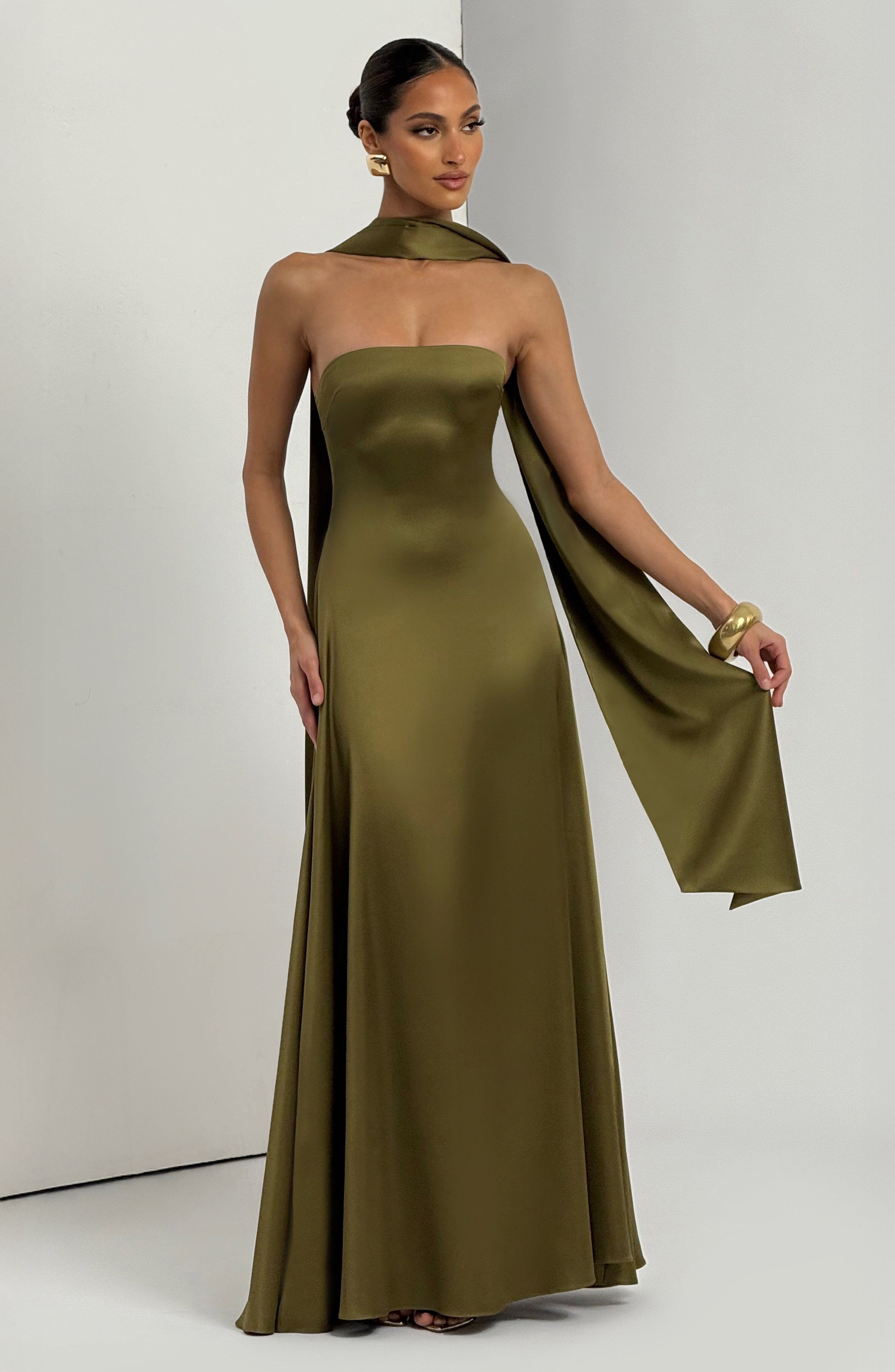 Vestido Longo Morven - Verde Oliva Escuro