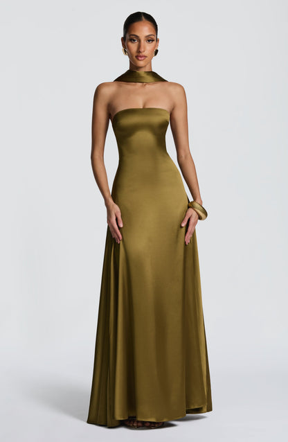 Vestido Longo Morven - Verde Oliva Escuro