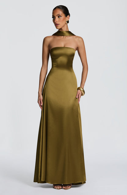 Vestido Longo Morven - Verde Oliva Escuro