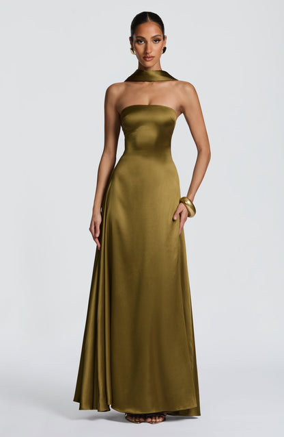 Vestido Longo Morven - Verde Oliva Escuro