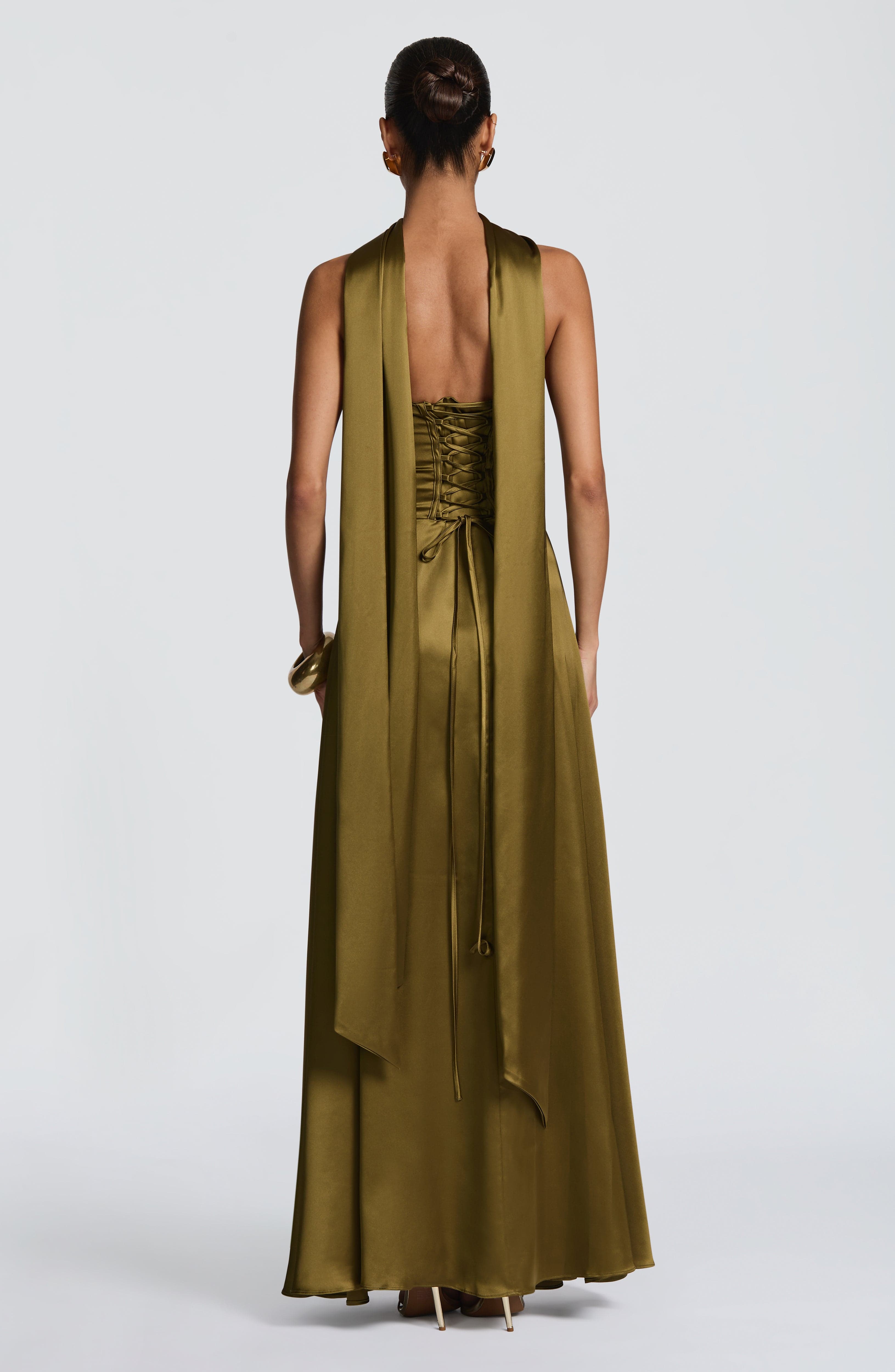 Vestido Longo Morven - Verde Oliva Escuro