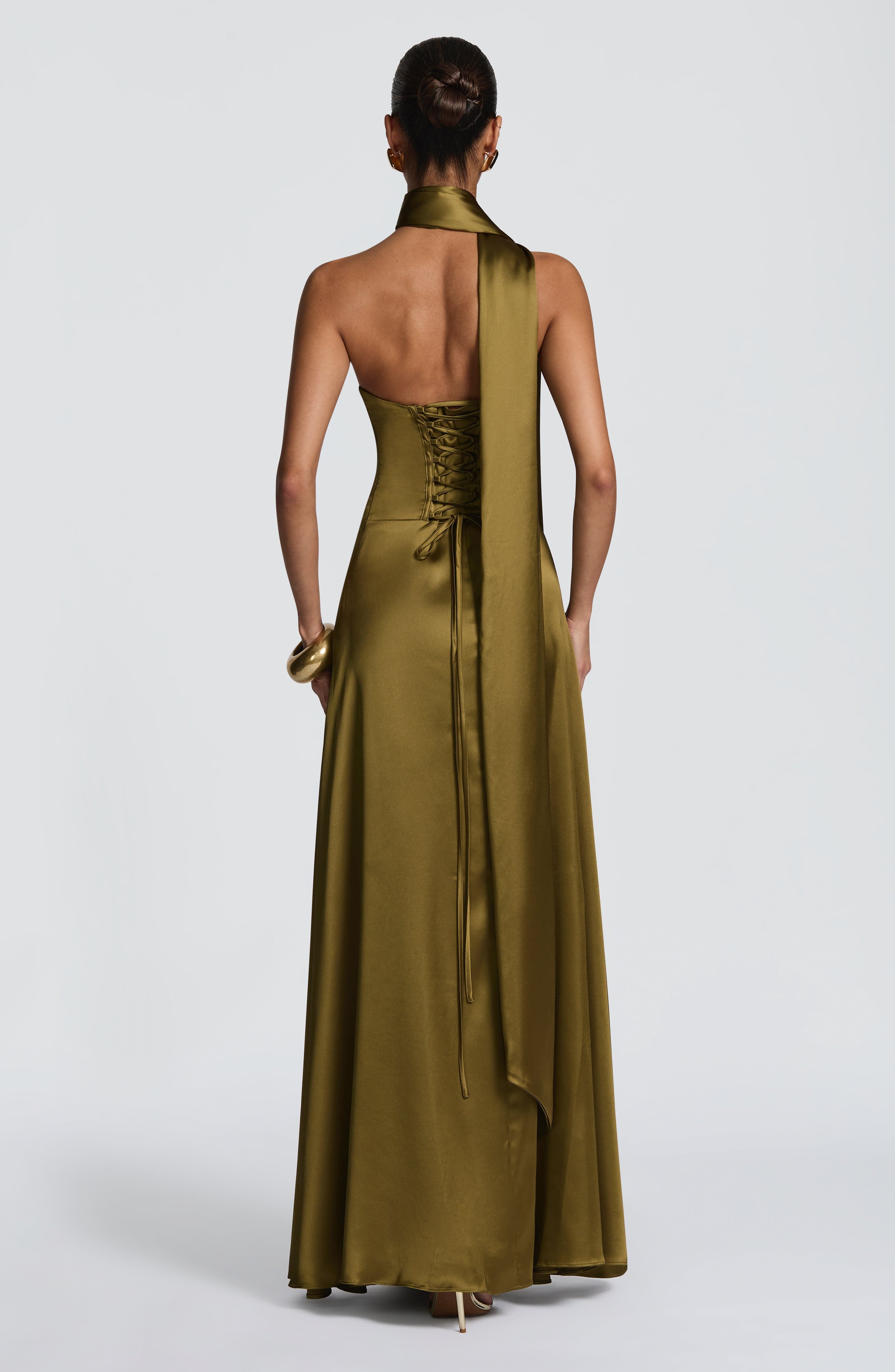 Vestido Longo Morven - Verde Oliva Escuro