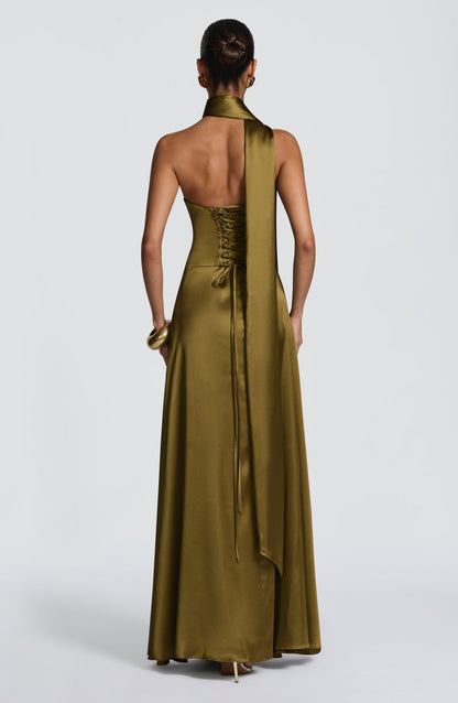 Vestido Longo Morven - Verde Oliva Escuro