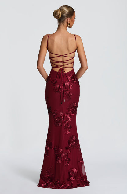 Vestido Longo Nefertiti - Bordô