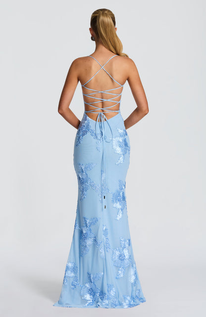 Vestido Longo Nefertiti - Azul Glacial